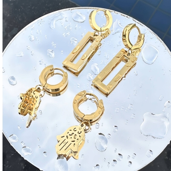 18K gold plated Stainless steel earrings - Picture 4 of 7